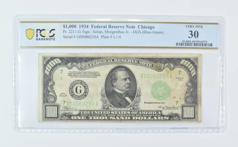 1934 $1000 Chicago IL FRN Fr#2211-G Very Fine 30 PCGS *9519