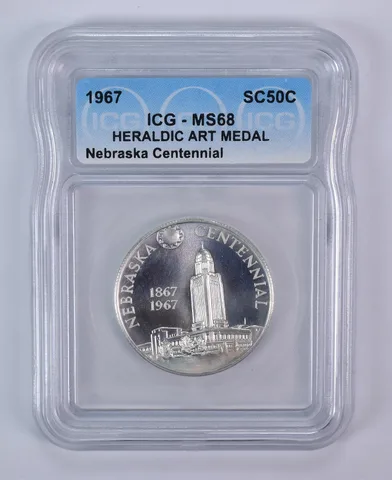 1967 So Called Half Dollar Nebraska Centennial MS68 ICG