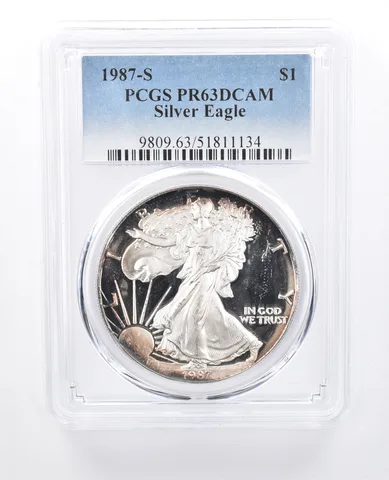 1987-S American Silver Eagle PR63 DCAM PCGS Peripheral Tone *8173