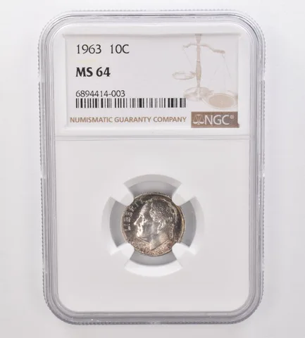 1963 Roosevelt Dime MS64 NGC Beautiful Tone *9873
