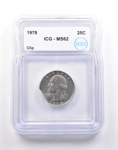 1978 Washington Quarter Mint Error Clip MS62 ICG *5143