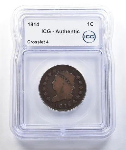 1814 Classic Head Large Cent Crosslet 4 Authentic ICG *7765