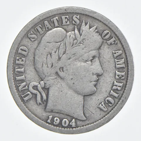1904 (P) Barber Dime 90% Silver FINE Condition