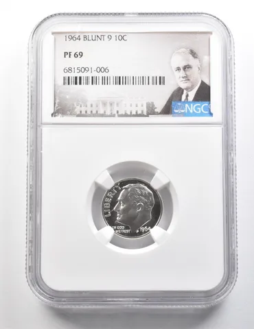 1964 Roosevelt Dime Blunt 9 PF69 NGC *9511