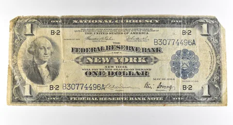 1918 $1 New York NY National Currency Large Note Blue Seal *3042