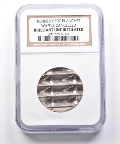 Kennedy Half Dollar Planchet Waffle Cancelled BU NGC *7348
