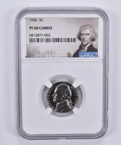 1956 Jefferson Nickel 5c PF68 Cam NGC Special Label