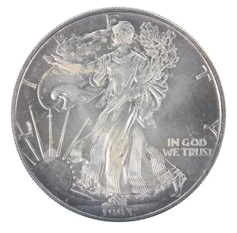 Beautiful Toned - 1993 American Silver Eagle 1 Troy Oz .999 Fine Silver *122