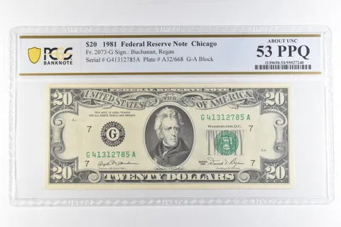 1981 $20 Chicago IL FRN Fr#2073-G About Unc 53 PPQ PCGS *6877