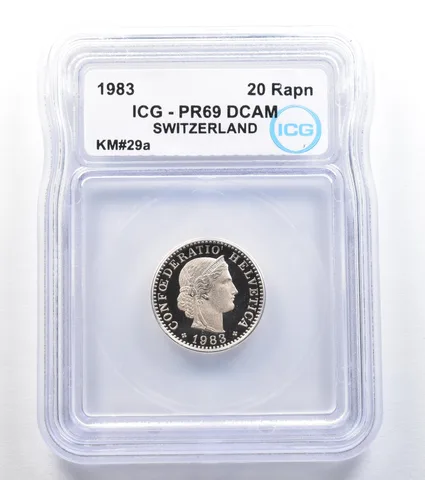 1983 Switzerland 20 Rappen KM#29a PR69 DCAM ICG *7942