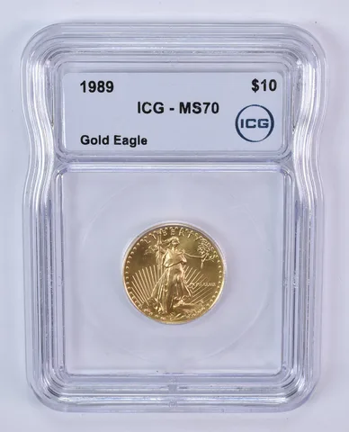 1989 $10 American Gold Eagle 1/4 Oz Gold MS70 ICG
