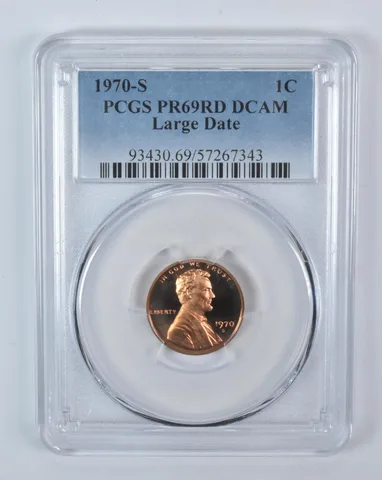 1970-S Lincoln Memorial Cent Large Date PR69 RD DCAM PCGS Blue Label