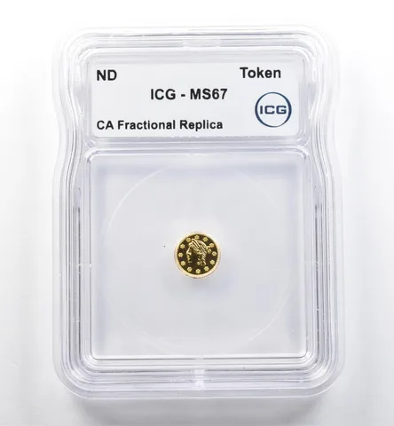 ND California Fractional Gold Token Liberty Head 1/4 Dollar MS67 ICG *7427