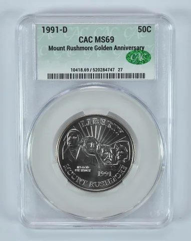 1991-D Mount Rushmore Commemorative Half Dollar MS69 CAC CACg