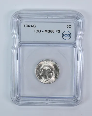 1943-S Jefferson Nickel MS66 FS ICG WTN War Silver