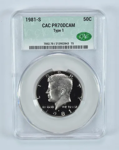 1981-S Kennedy Half Dollar Type 1 PR70 DCAM CAC CACg