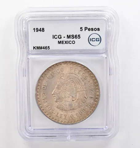 1948 Mo Mexico 5 Pesos KM#465 MS65 ICG Beautiful Tone *0277