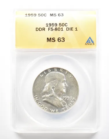 1959 Franklin Half Dollar DDR FS-801 Die 1 MS63 ANACS *2117