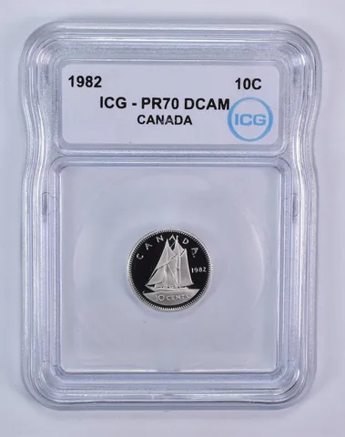 1982 Canada 10 Cents Bluenose PR70 DCAM ICG