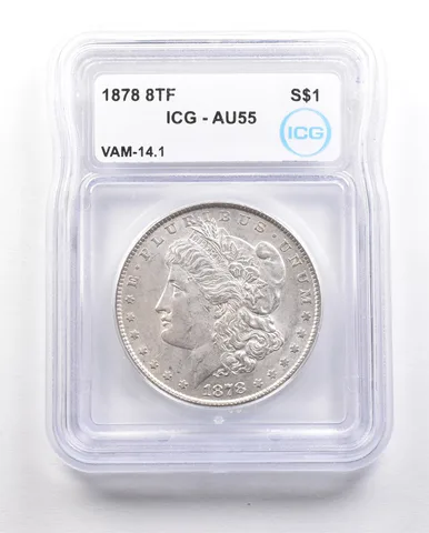 1878 8TF Morgan Silver Dollar VAM-14.1 AU55 ICG *5834