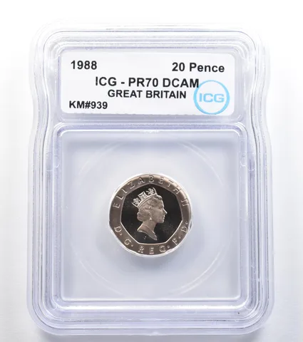 1988 Great Britain 20 Pence KM#939 PR70 DCAM ICG *7873