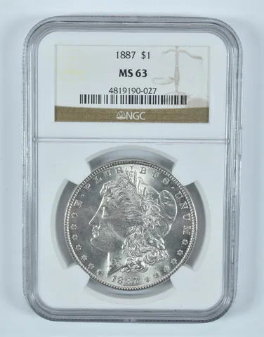 1887 Morgan Silver Dollar MS63 NGC Brown Label