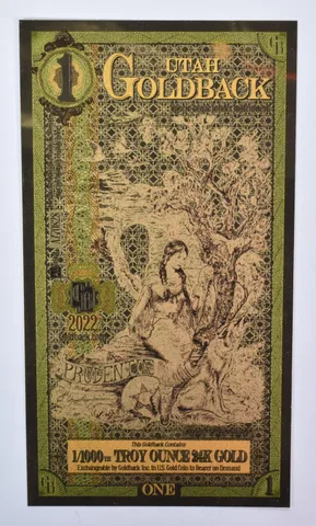 2022 1/1000th Troy Oz Gold 1 Utah Goldback