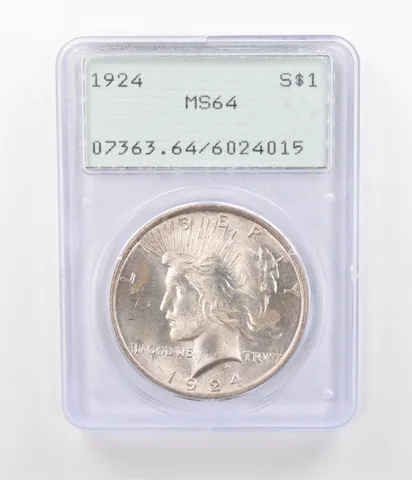 1924 Peace Silver Dollar MS64 PCGS Rattler Awesome Toned Reverse *9589