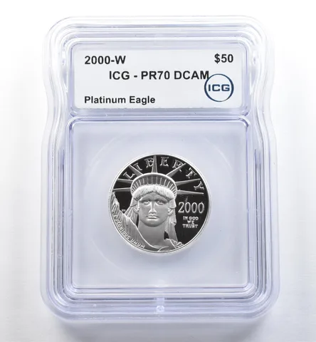 2000-W $50 American Platinum Eagle 1/2 Oz Platinum PR70 DCAM ICG