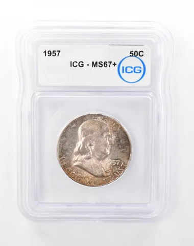 1957 Franklin Half Dollar MS67+ ICG Beautiful Tone a6734