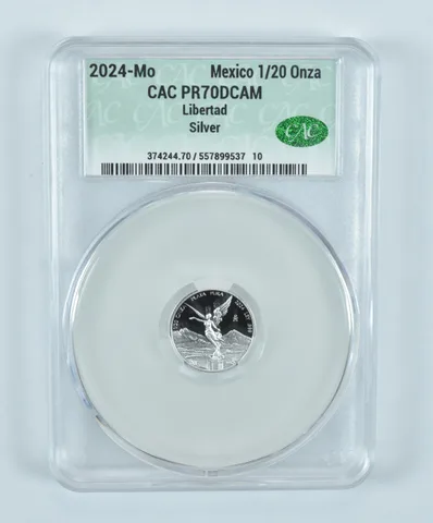 2024 Mo Mexico 1/20 Onza Silver Libertad PR70 DCAM CAC CACg