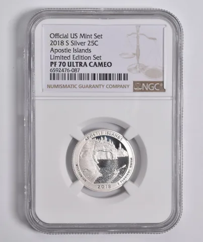 2018-S Silver Apostle Islands Quarter Limited Edition PF70 UCAM NGC