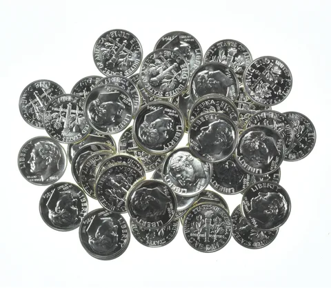 (50) 1964 Roosevelt Dime Proof 90% Silver ROLL