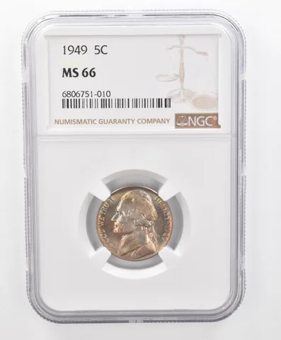 1949 Jefferson Nickel MS66 NGC Beautiful Tone *2706