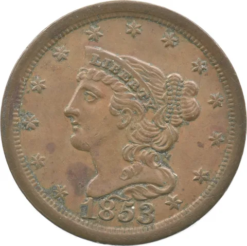 1853 Braided Hair Half Cent a3229