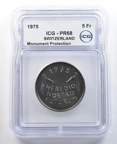 1975 Switzerland 5 Francs Monument Protection PR68 ICG *3289