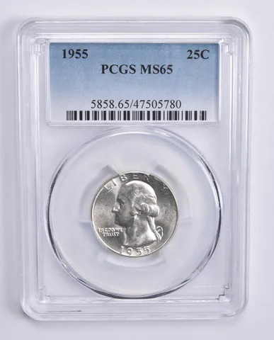 1955 Washington Quarter 25c MS65 PCGS Blue Lbl