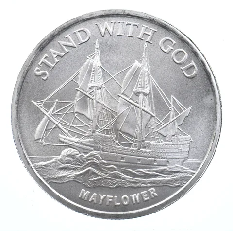 VINTAGE Art Bar/Round Mayflower Rebellion To Tyrants .999 Silver 1 T Oz *833