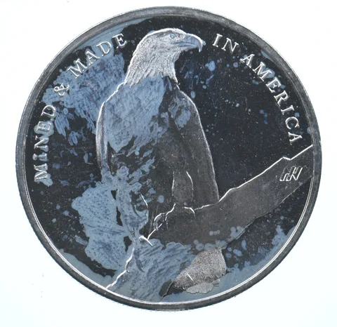 VINTAGE Art Bar/Round American Reserve Bald Eagle 1 Oz. .999 Silver 1 T Oz *843