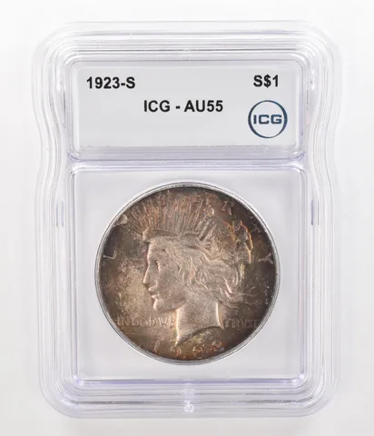 1923-S Peace Silver Dollar AU55 ICG Beautiful Tone *4774