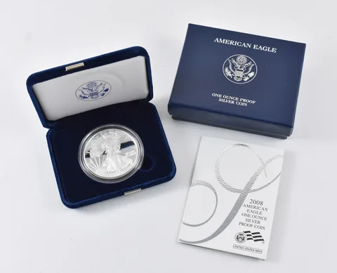 2008-W American Silver Eagle PROOF 1 Oz Silver - Coin & Box & COA