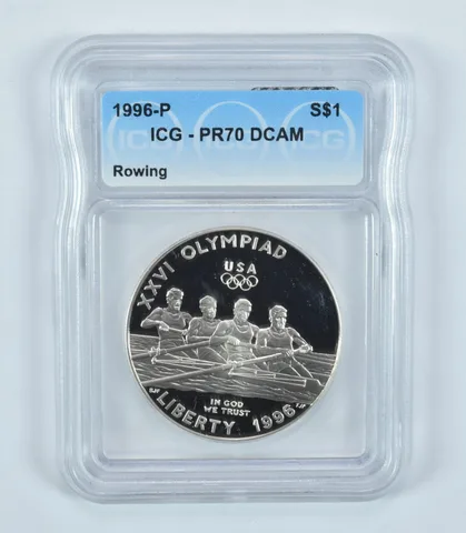 1996-P Olympic Rowing Commemorative Silver Dollar PR70 DCAM ICG