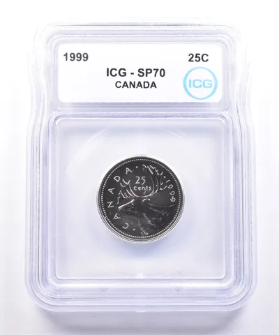 1999 Canada 25 Cents Caribou SP70 ICG