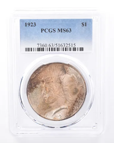 1923 Peace Silver Dollar MS63 PCGS Beautiful Tone *9438