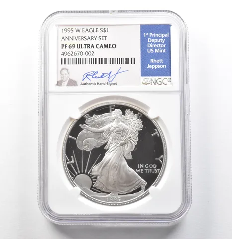1995-W American Silver Eagle Anniversary Set Rhett Jeppson PF69 UCAM NGC a0053