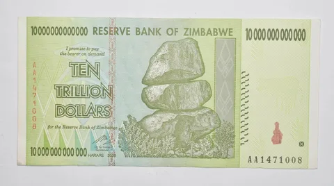 (1) 2008 10 TRILLION Dollar - Zimbabwe Note - RARE 100/50 Series