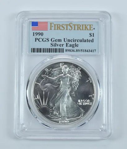 1990 American Silver Eagle First Strike Gem Unc PCGS