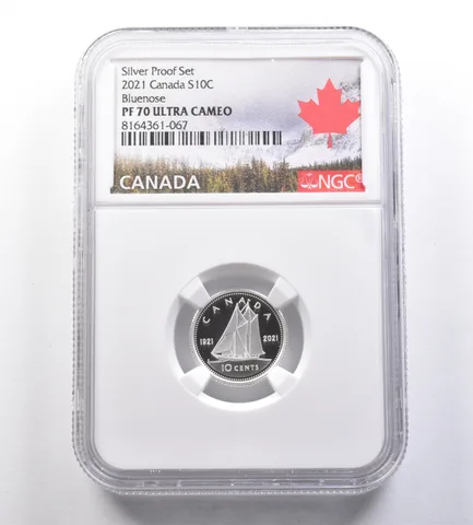 2021 Canada 10 Cents Silver Proof Set Bluenose PF70 UCAM NGC *7077