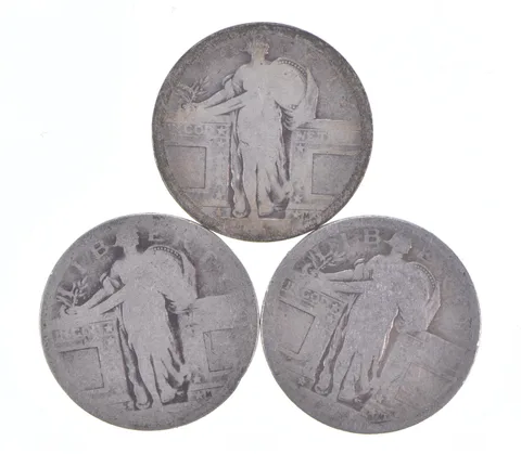 Lot of 3 - 1916 or 1917 Type 1 Reverse! Standing Liberty Quarter - Mystery *648