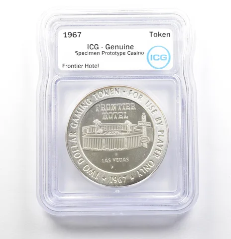 1967 Casino Token Frontier Hotel Dollar Specimen Prototype Genuine ICG *0572